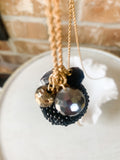 So Glamorous Crystal Ball Necklace in Black