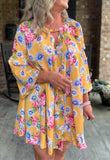 Spring Bouquet Dress in Yellow S-2x