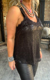 FrilLEE Sequin Cami in Black S M