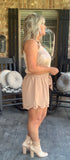 Taupe Layered Scalloped Shorts S-L