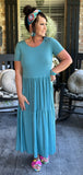 Simply Sweet Dress in Dusty Teal S-3X