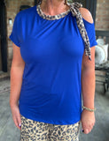 Bow Tie Leopard Top in Cobalt Blue