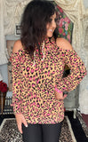 Neon Pink Leopard Hoodie in Camel S-XL