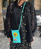Sweet Sunflower Phone Crossbody in Aqua
