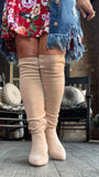 Sassy Suede Boots in Nude 9 & 11