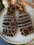 Glitzy Crystal Leopard Slides