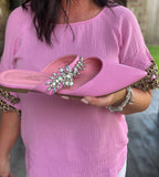 Bubblegum Pink Crystal Mules
