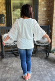 Eyelash Butterfly Sleeve Blouse in Ivory S M 1X 3X
