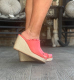 Melon Red Studded Wedges 6-9