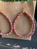 Dainty Pink Crystal Gold Earrings