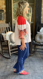 Pull Up Fringe Capri Flares Dark Denim S M
