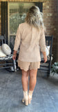 Taupe Layered Scalloped Shorts S-L