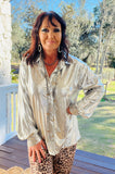 So Glitzy Blouse in Silver S M XL
