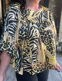 Dressy Animal Print Blouse in Lemon S-L