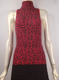 Leopard Sleeveless Turtleneck One Size