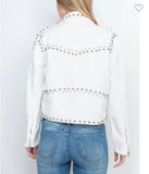 Over the Top Bling Denim Jacket in White S M