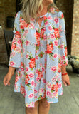 Spring Bouquet Dress in Baby Blue S-L
