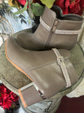 Lily Rhinestone Booties In Taupe Grey 6-10