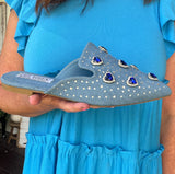 In Love With Bling Denim Mules 6.5-10