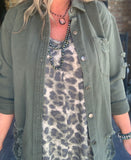 Everyday Pretty Dress in Olive Leopard L -2X