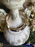 Cobalt Blue Crystal Gold Stretch Bracelet