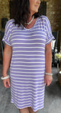 Everyday Stripes Dress in Lavender S, L-3X