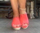 Melon Red Studded Wedges 6-9
