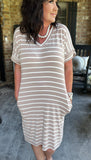 Everyday Stripes Dress in Ash Mocha M-3X