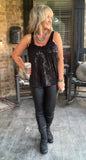 FrilLEE Sequin Cami in Black S M