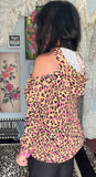 Neon Pink Leopard Hoodie in Camel S-XL