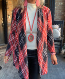 So  Merry Plaid Cardigan M