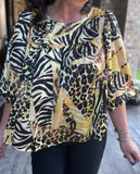 Dressy Animal Print Blouse in Lemon S-L