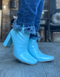 Bethany Blue Patent Boots 5.5 -8