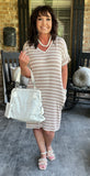 Everyday Stripes Dress in Ash Mocha M-3X