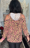Neon Pink Leopard Hoodie in Camel S-XL