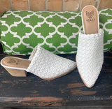 FrilLEE White Woven Mules 5.5. -7.5