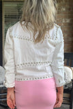 Over the Top Bling Denim Jacket in White S M