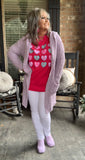 Lovely Lavender Mid Length Cardigan S/M M/L 2X/3X