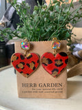 Sweetness AB Crystal Leopard Heart Earrings in Cherry