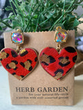 Sweetness AB Crystal Leopard Heart Earrings in Cherry