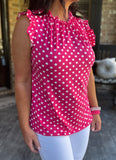 Hot Pink Polka Blouse 1X 2X