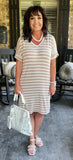 Everyday Stripes Dress in Ash Mocha M-3X