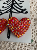 Crystal Sweetheart Stud Earrings in Red