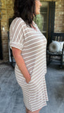 Everyday Stripes Dress in Ash Mocha M-3X