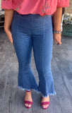 Pull Up Fringe Capri Flares S L