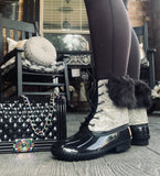 Rhinestone Duck Boots in Black