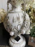 Black/Silver Pearl Designer Charm Necklace