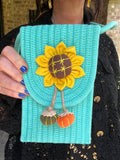 Sweet Sunflower Phone Crossbody in Aqua