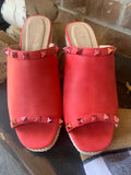 Melon Red Studded Wedges 6-9
