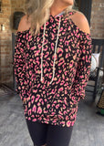 Neon Pink Leopard Hoodie S